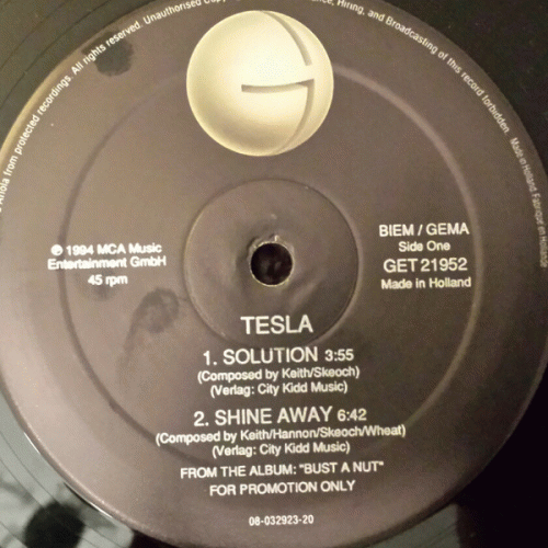 Tesla : Bust a Nut (Vinyl 12'' 45rpm EP Promo)